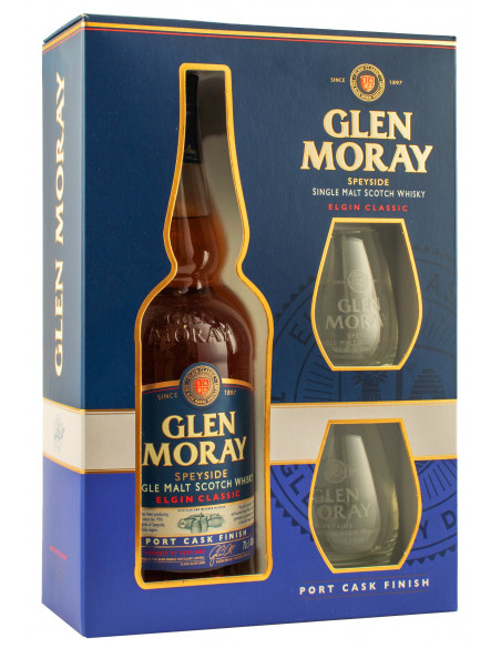 Виски Glen Moray Port Cask Finish подарочный набор+2 бокала