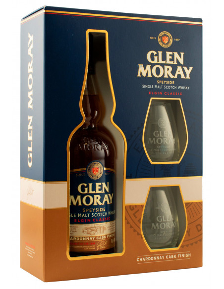 Віскі "Glen Moray Chardonnay"0,7л в коробці + 2 келиха