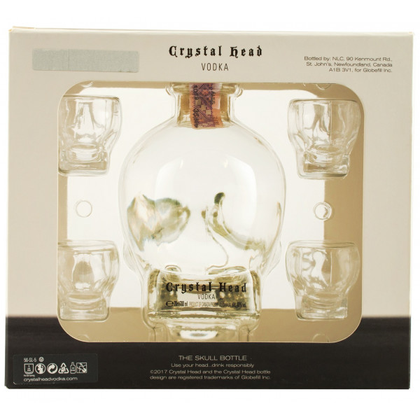 Купить Купить Водка Crystal Head в коробке + 4 рюмки 0.7л