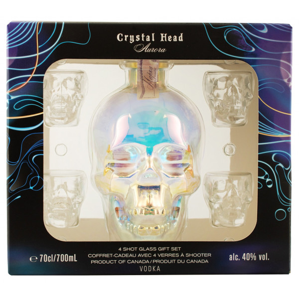 Горілка "Crystal Head Aurora" 0,70 л в коробці + 4 склянки