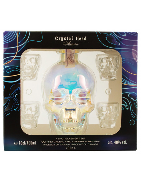 Водка "Crystal Head Aurora" 0,7 л в коробке + 4 рюмки