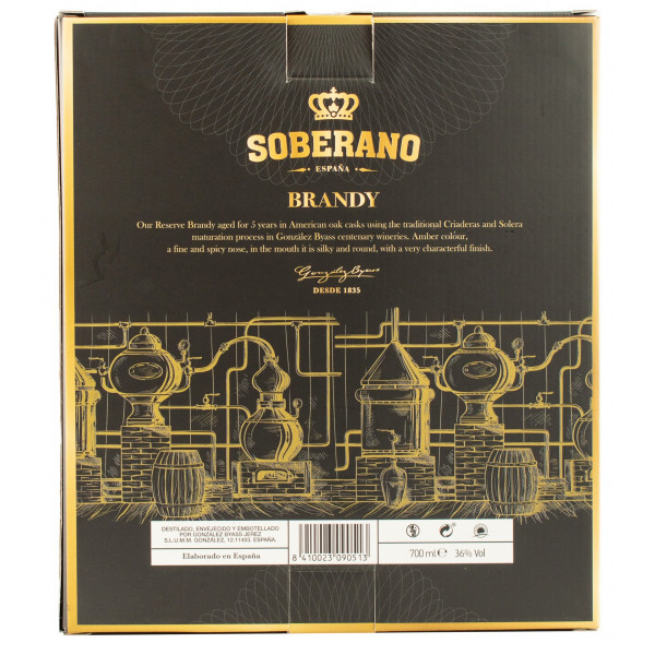 Купить Купить Бренди Soberano 5yo 0,7л в коробке + 2 стакана