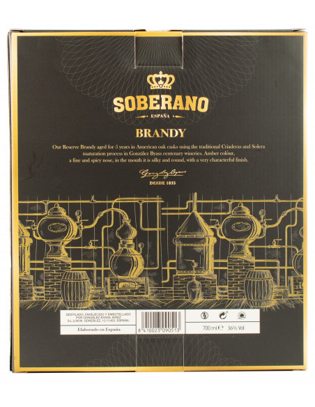 Купити Бренді Soberano 5yo 0,7л в коробці + 2 келехи