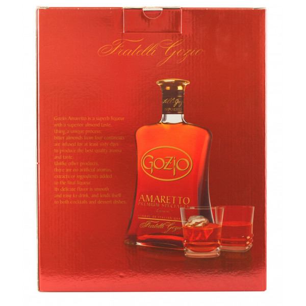 Купить Купить Ликер Amaretto Gozio 0,7л подарочный набор+2бокала Franciacorta