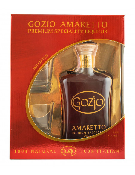 Купити Лікер Amaretto Gozio 0,7л подарунковий набір + 2бокала Franciacorta