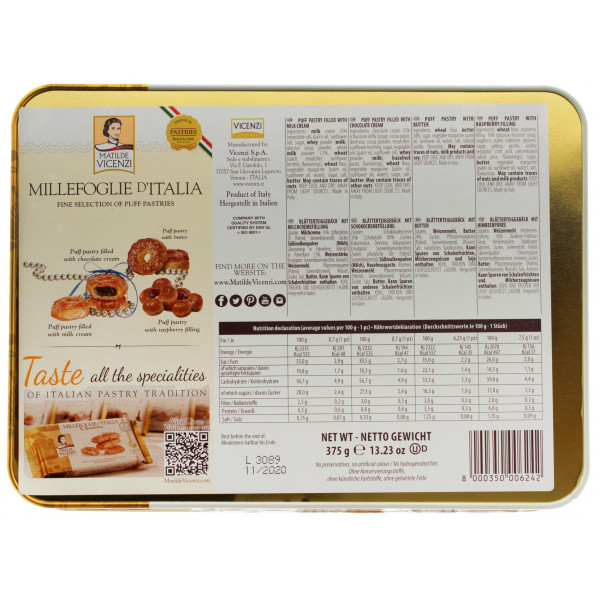 Купить Купить Печенье Millefoglie D\'italia 375г ж/б Италия Vicenzi
