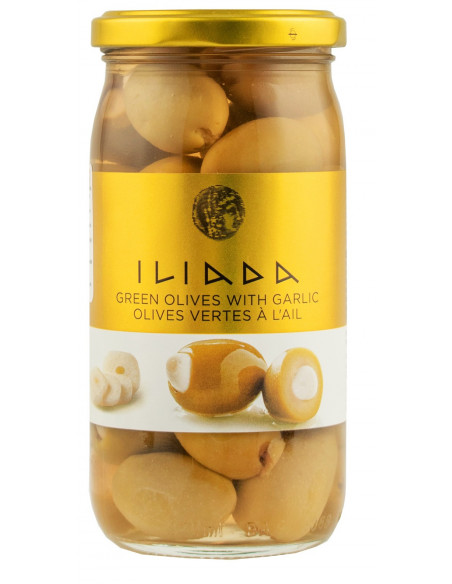 Купить Купить Оливки зеленые ILIADA with Garlic фаршированные чесноком