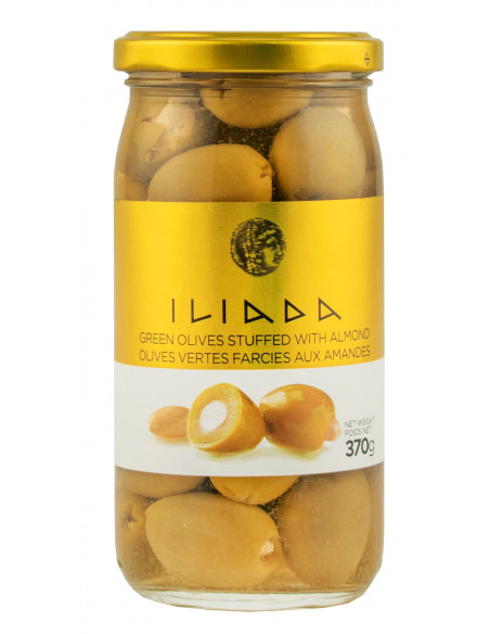 Купить Купить Оливки зеленые ILIADA with almond фаршированные миндалем 370г