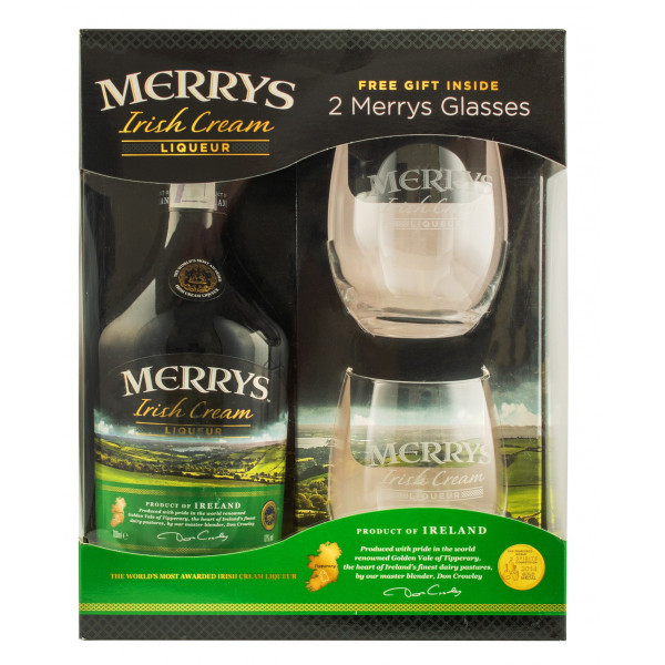 Купити Лікер Merrys Irish Cream 0,7л кор+2 стакана Merrys