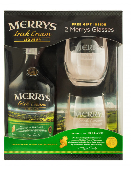 Купить Купить Ликер Merrys Irish Cream 0,7 кор + 2 стакана Merrys