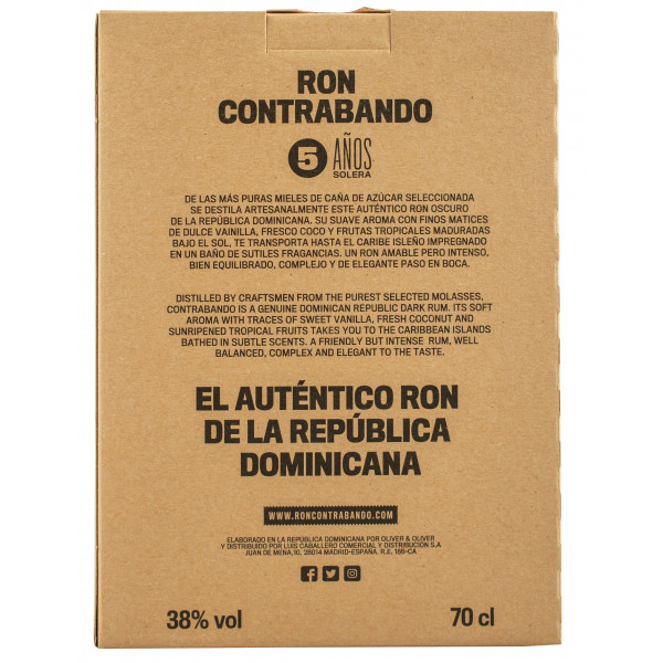 Купить Купить Ром Contrabando 5 anos 0,7 38% коробка + бокал