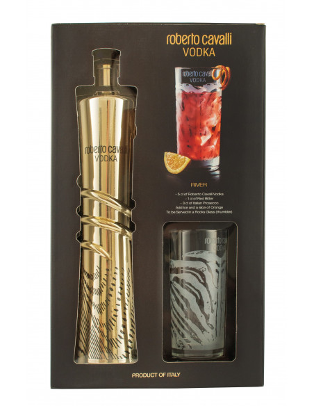 Купить Водка Roberto Cavalli Golden Edition 1л коробка + стакан