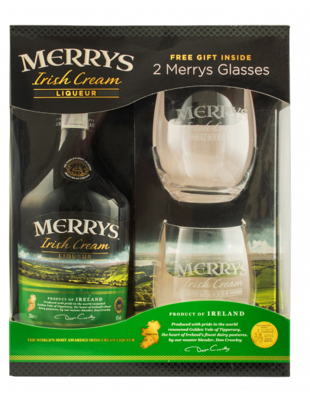 Купить Ликер Merrys Irish Cream 0,7 кор + 2 стакана Merrys