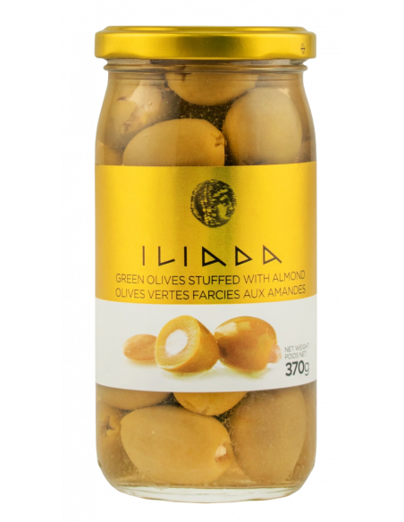 Купить Оливки зеленые ILIADA with almond фаршированные миндалем 370г