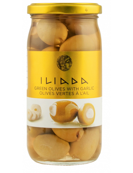 Купить Оливки зеленые ILIADA with Garlic фаршированные чесноком