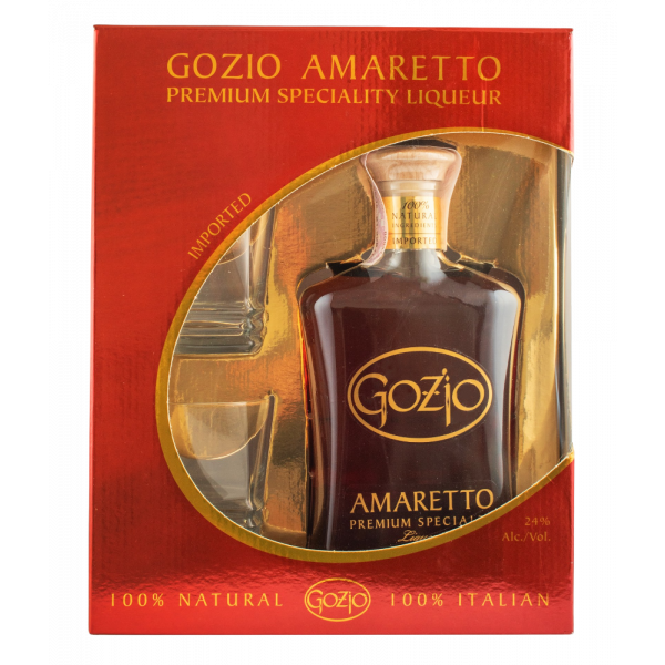 Купить Ликер Amaretto Gozio 0,7л подарочный набор+2бокала Franciacorta