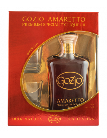 Купить Ликер Amaretto Gozio 0,7л подарочный набор+2бокала Franciacorta