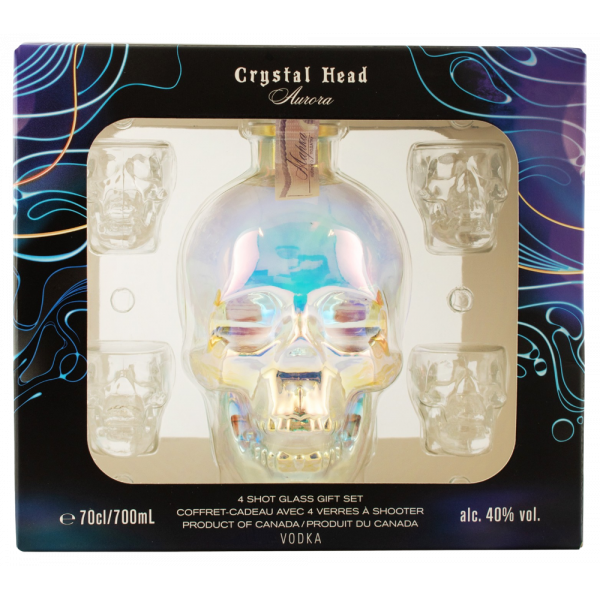 Купить Водка Crystal Head Aurora 0,7л л в коробке + 4 рюмки