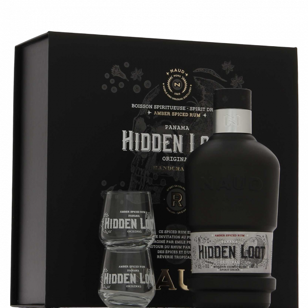 Купить Ром Ron Hidden Loot Original Naud подарочная коробка + 2 стакана