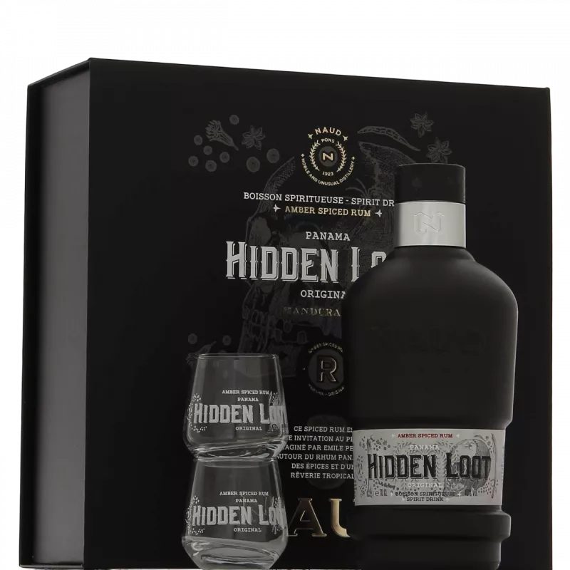 Ром Ron Hidden Loot Original Naud подарочная коробка + 2 стакана