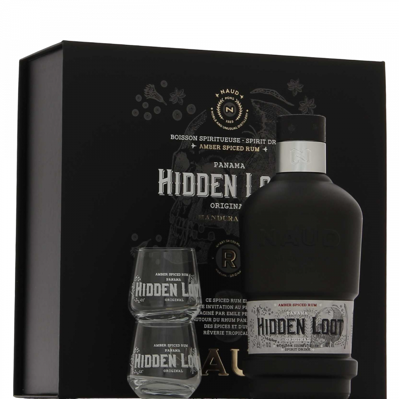 Ром Ron Hidden Loot Original Naud подарункова коробка + 2 склянки