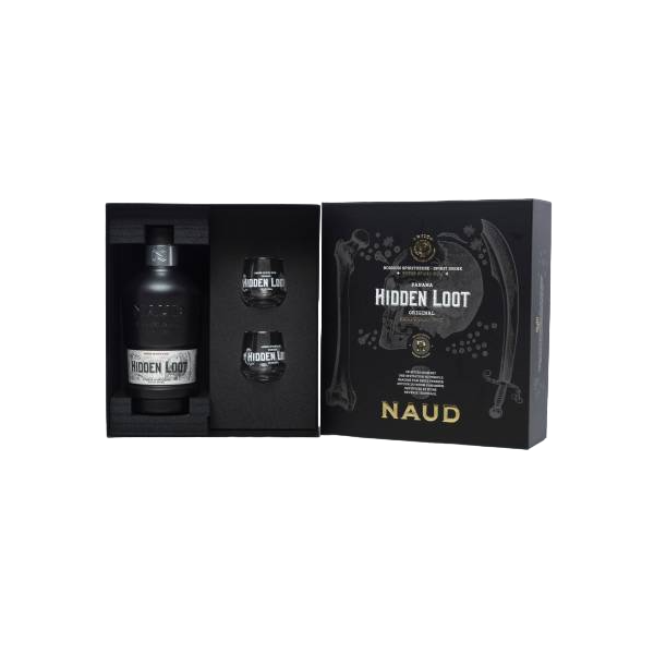 Купити Ром Ron Hidden Loot Original Naud подарункова коробка + 2 склянки