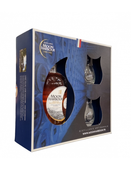 Купити Віскі Whisky Coffet Pier 1 Rieussec подарункова коробка + 2 стакани Moon Harbour