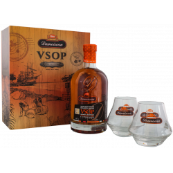 Купить Ром Rhum Vieux VSOP подарочная коробка + 2 стакана Damoiseau