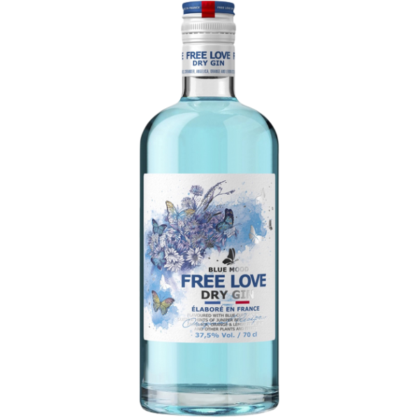 Купити Джин Free Love Dry Gin Blue Mood 0,7л 37,5%