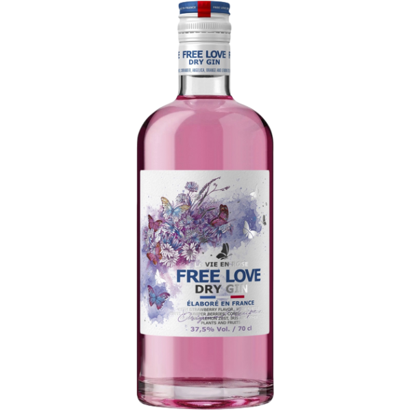 Купити Джин Free Love Dry Gin La Vie en Rose 0,7л 37,5%