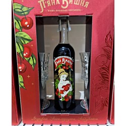 Купити Подарунковий набір Пьяна Вишня 0,5л в кор + 2 келихи